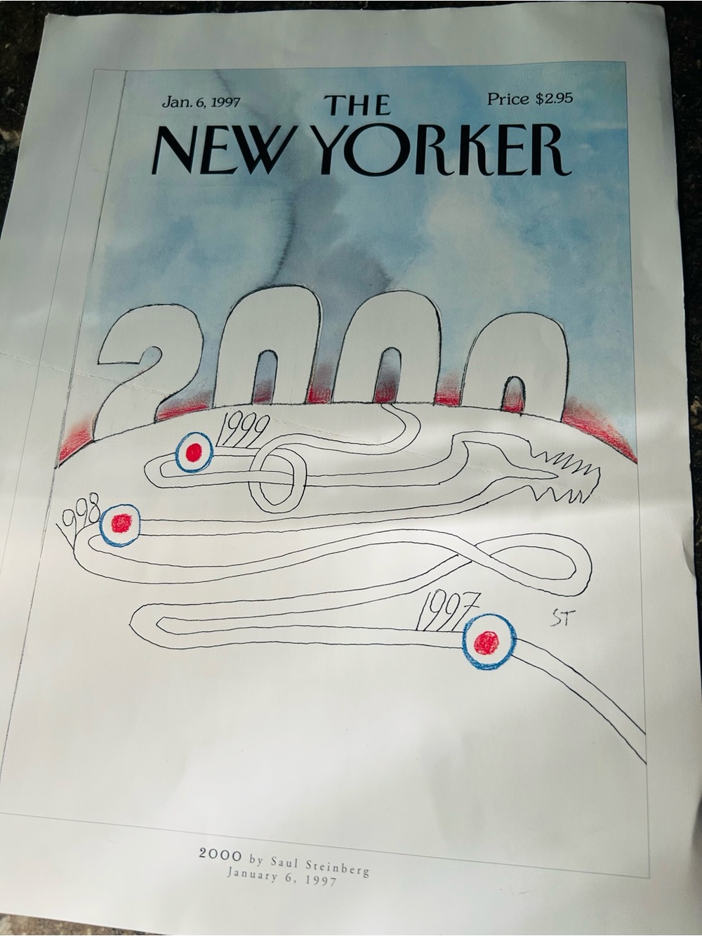 '2000' Illustrated New Yorker Cover Print - Blue/Red Artwork